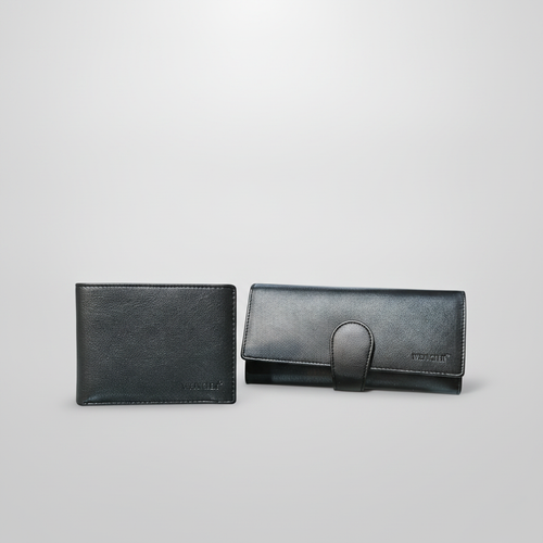 Wrangler His & Hers Black Leather Wallet Combo Set