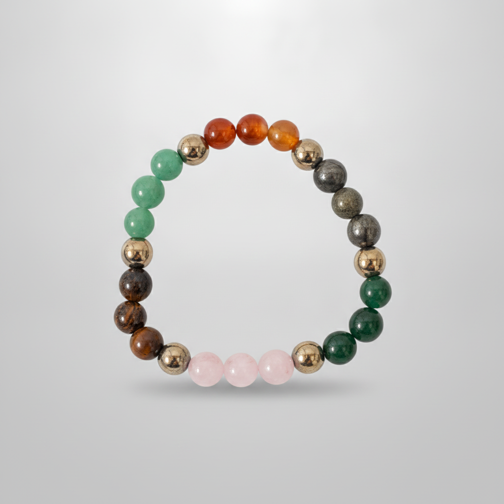 Multistone Gemstone Stretch Bracelet with Gold Accent Beads