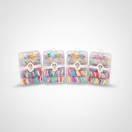 Girls Colorful Hair Accessories Set – Ties, Clips & Bands