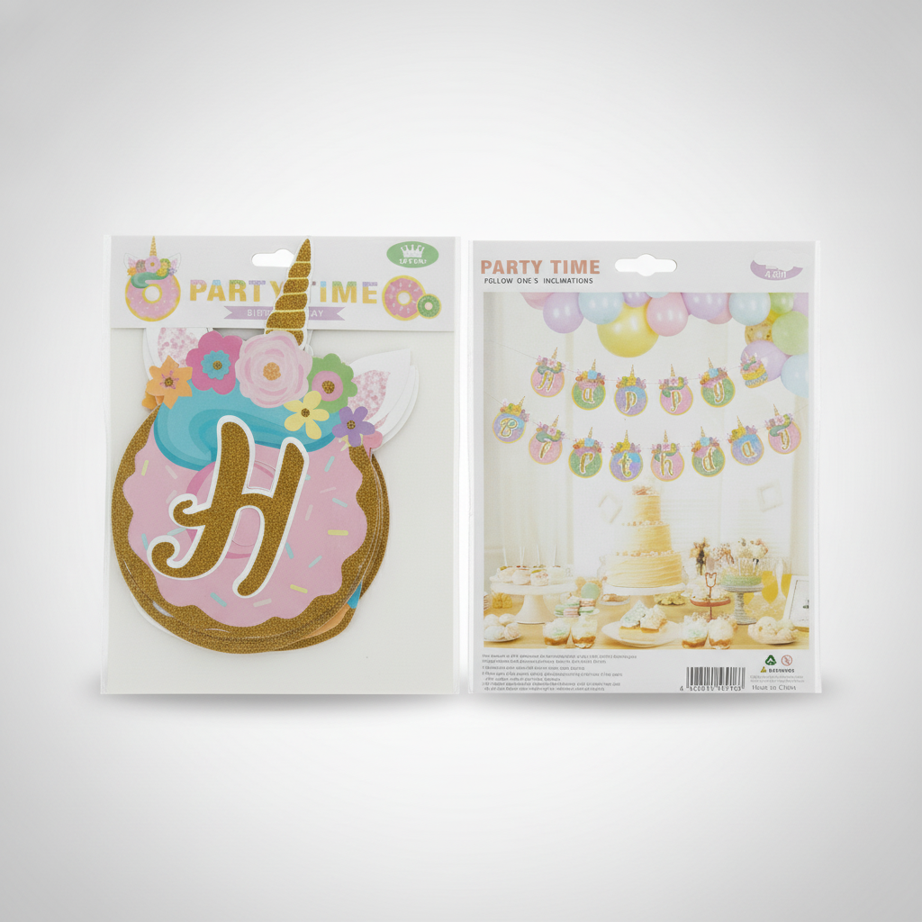 Unicorn Happy Birthday Banner Party Decoration Set