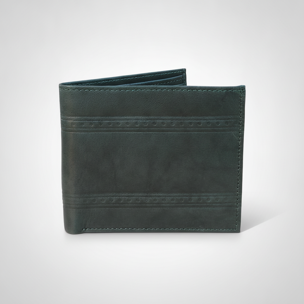 Wrangler Men's Dark Green Leather Bifold Wallet