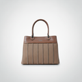 Exotic Pleated Canvas & Leather Tote Handbag – Brown
