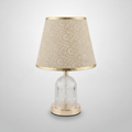 Crystal Base Table Lamp with Gold Lace Fabric Shade