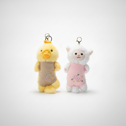 Cute Plush Animal Keychain Bag Charm – Duck & Cat