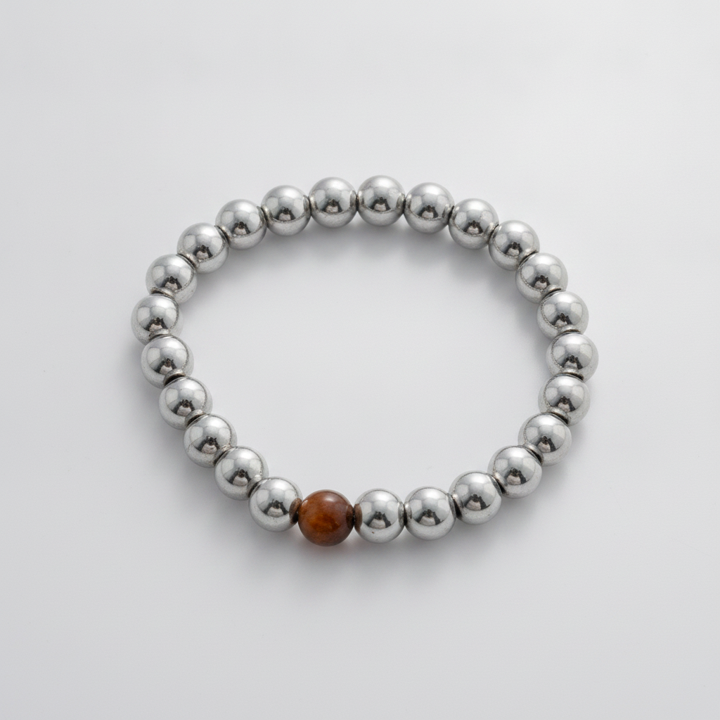 Hematite & Tiger's Eye Beaded Stretch Bracelet