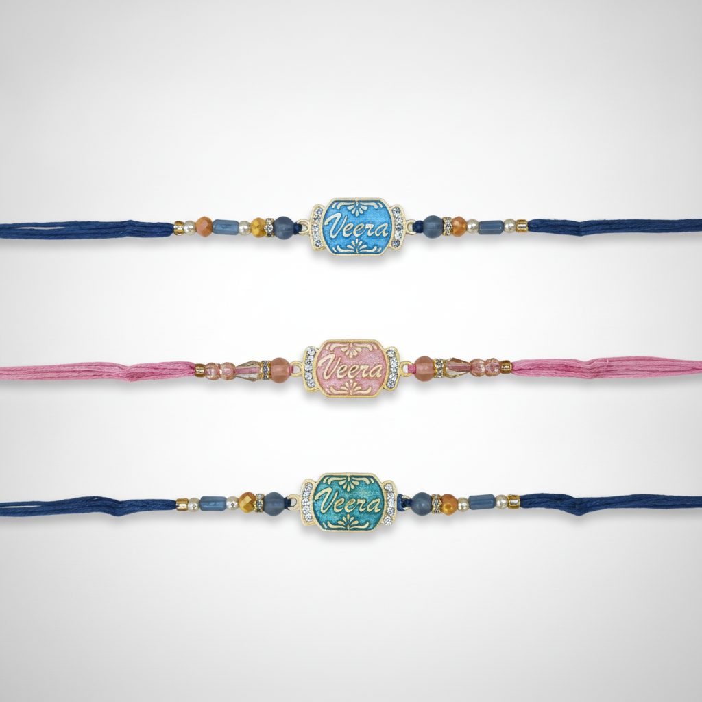 Veera Rakhi Bracelet – Beaded Thread Rakhi Set of 3