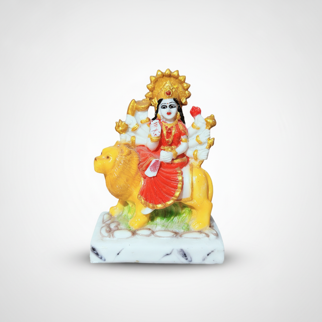 Maa Durga Idol on Lion 5.7" | Multi-Color Resin Murti