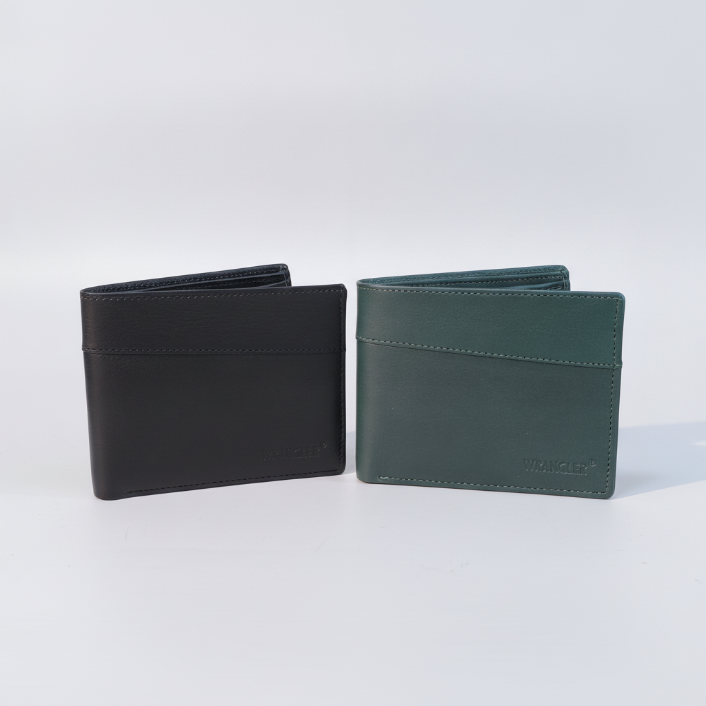 Wrangler Men's Leather Bifold Wallet – Classic & Stylish