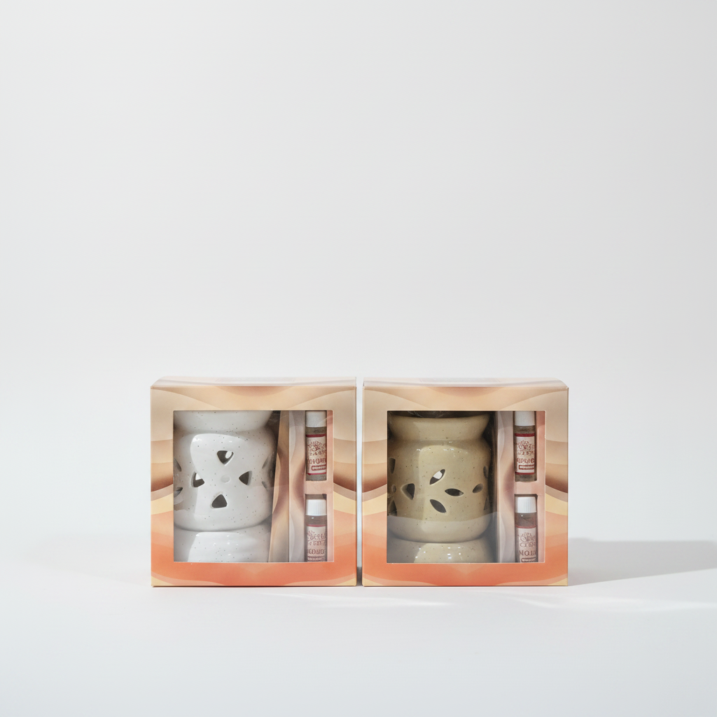 Ceramic Aroma Oil Burner Gift Set with 2 Diffuser Oils