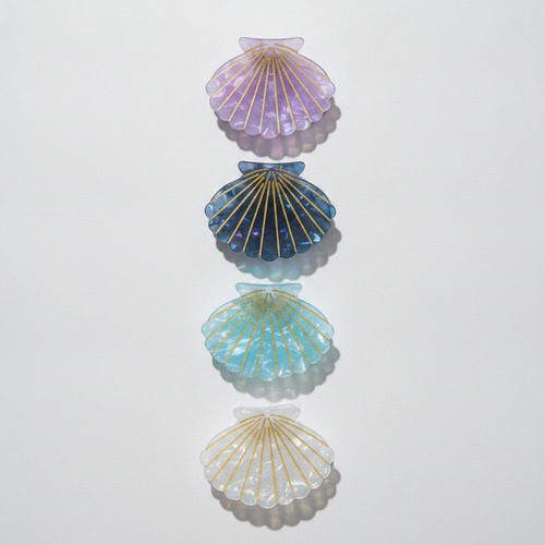 Mermaid Shell Hair Claw Clips – Iridescent Set of 4