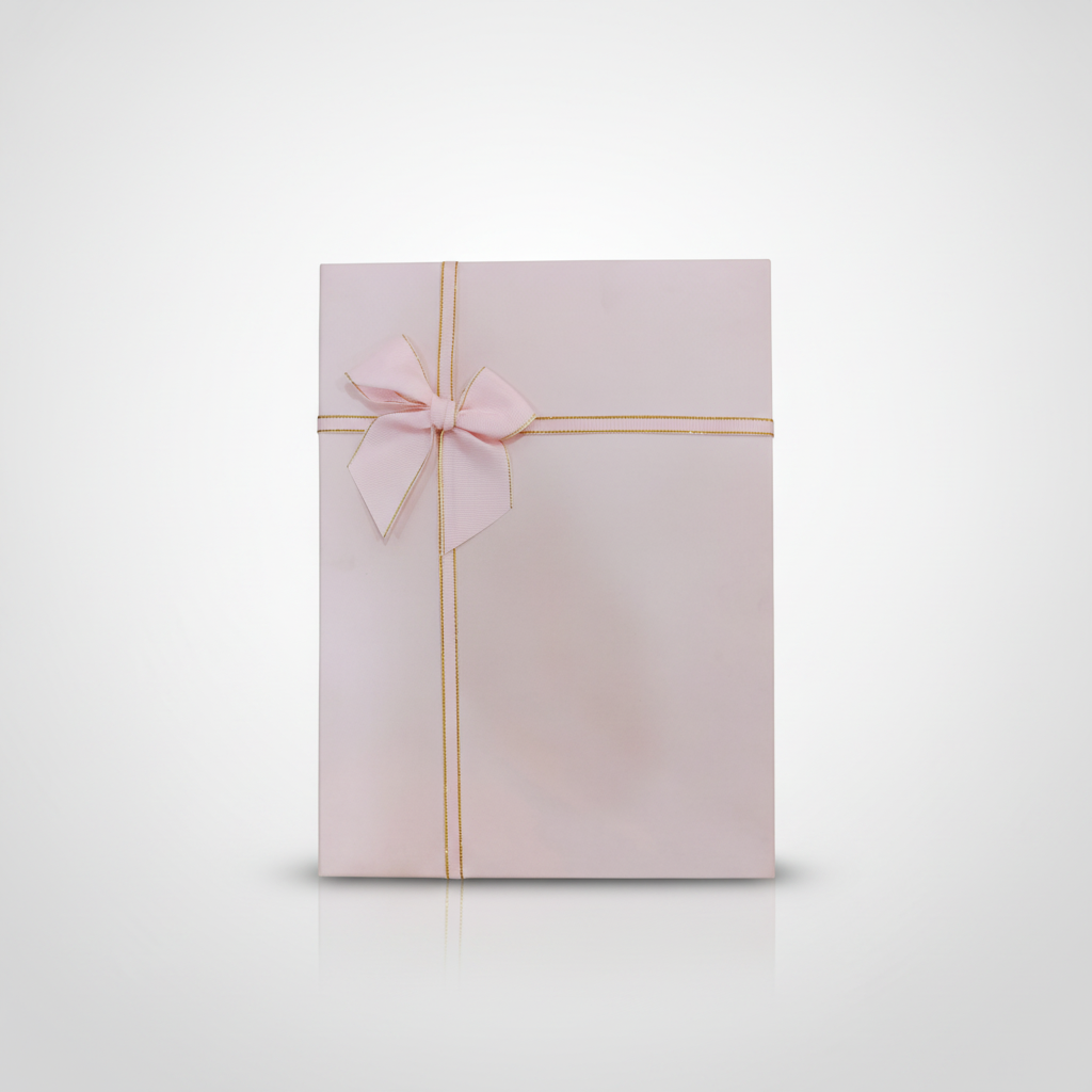 Pink Luxury Hamper Gift Box with Satin Bow & Gold Ribbon