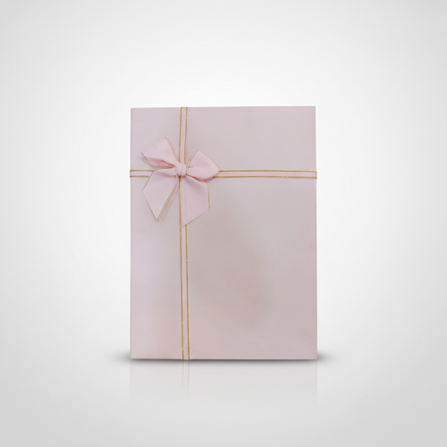 Pink Luxury Hamper Gift Box with Satin Bow & Gold Ribbon