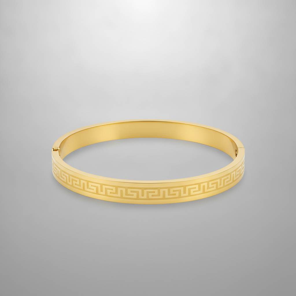 Men's Gold-Tone Greek Key Bangle Bracelet