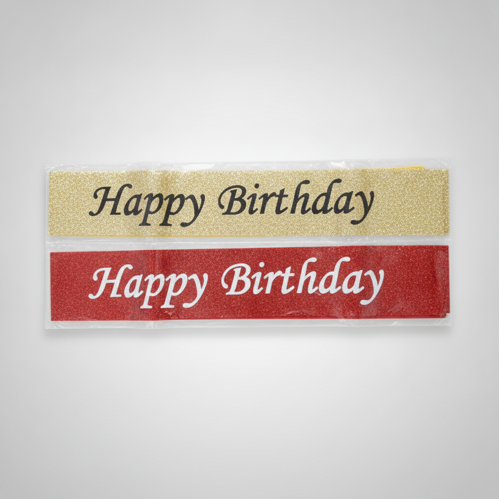 Happy Birthday Glitter Sash – Gold & Red Party Accessory