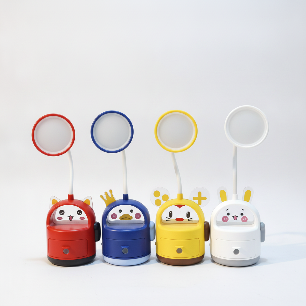 Cute Animal Desk Lamp with Built-In Pencil Sharpener & Storage