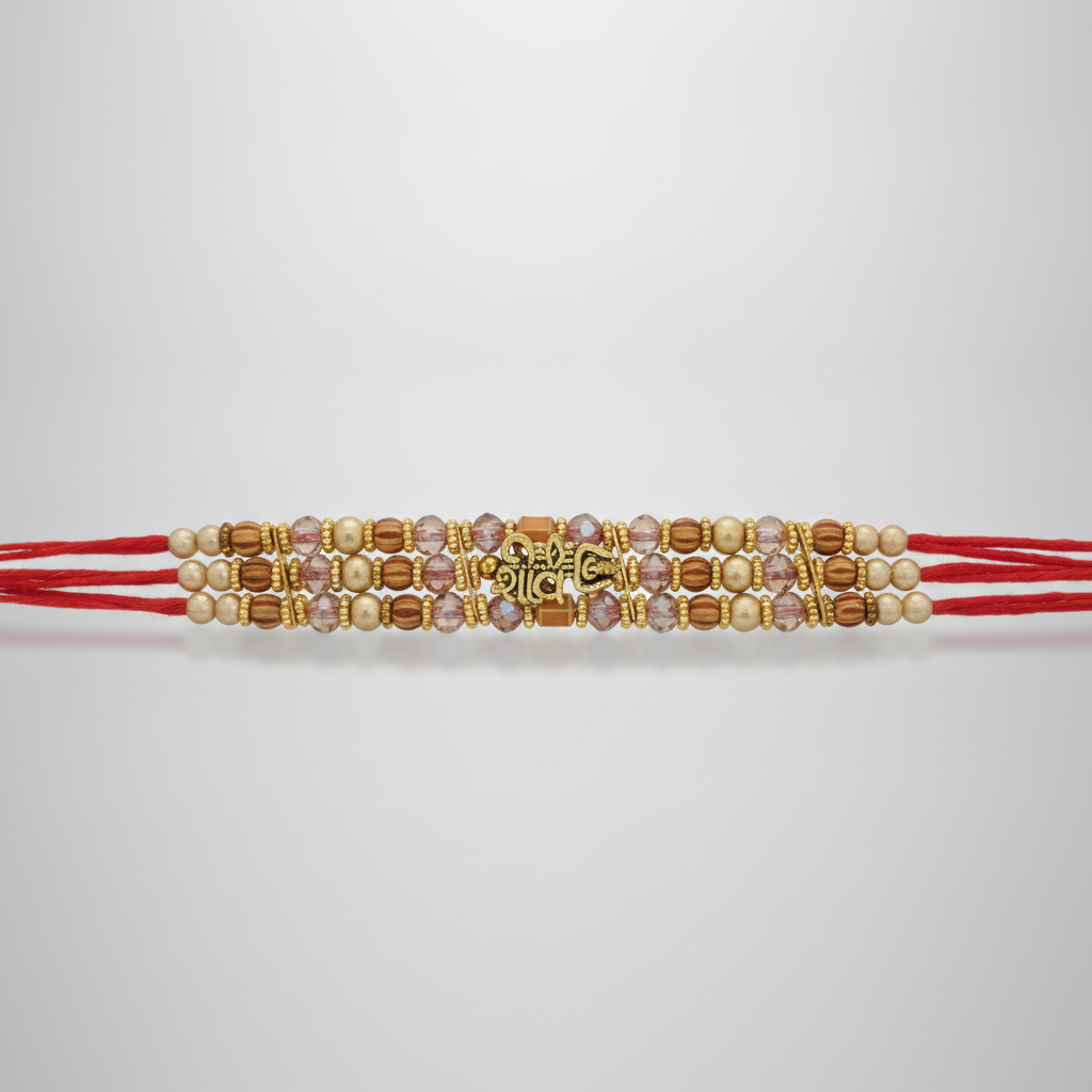 Sacred Om Shiva Rakhi with Crystal & Gold Beads