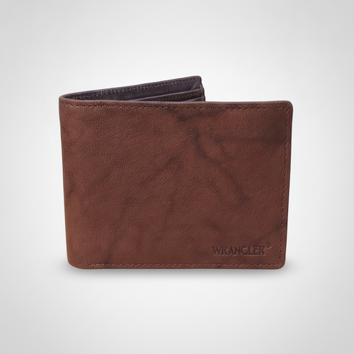 Wrangler Men's Brown Bifold Leather Wallet