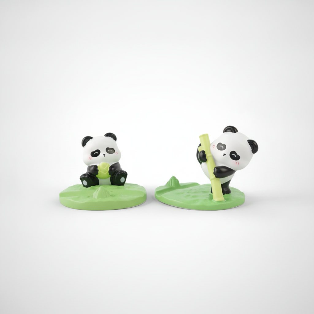 Cute Panda Phone Stand Desk Figurine – Set of 2