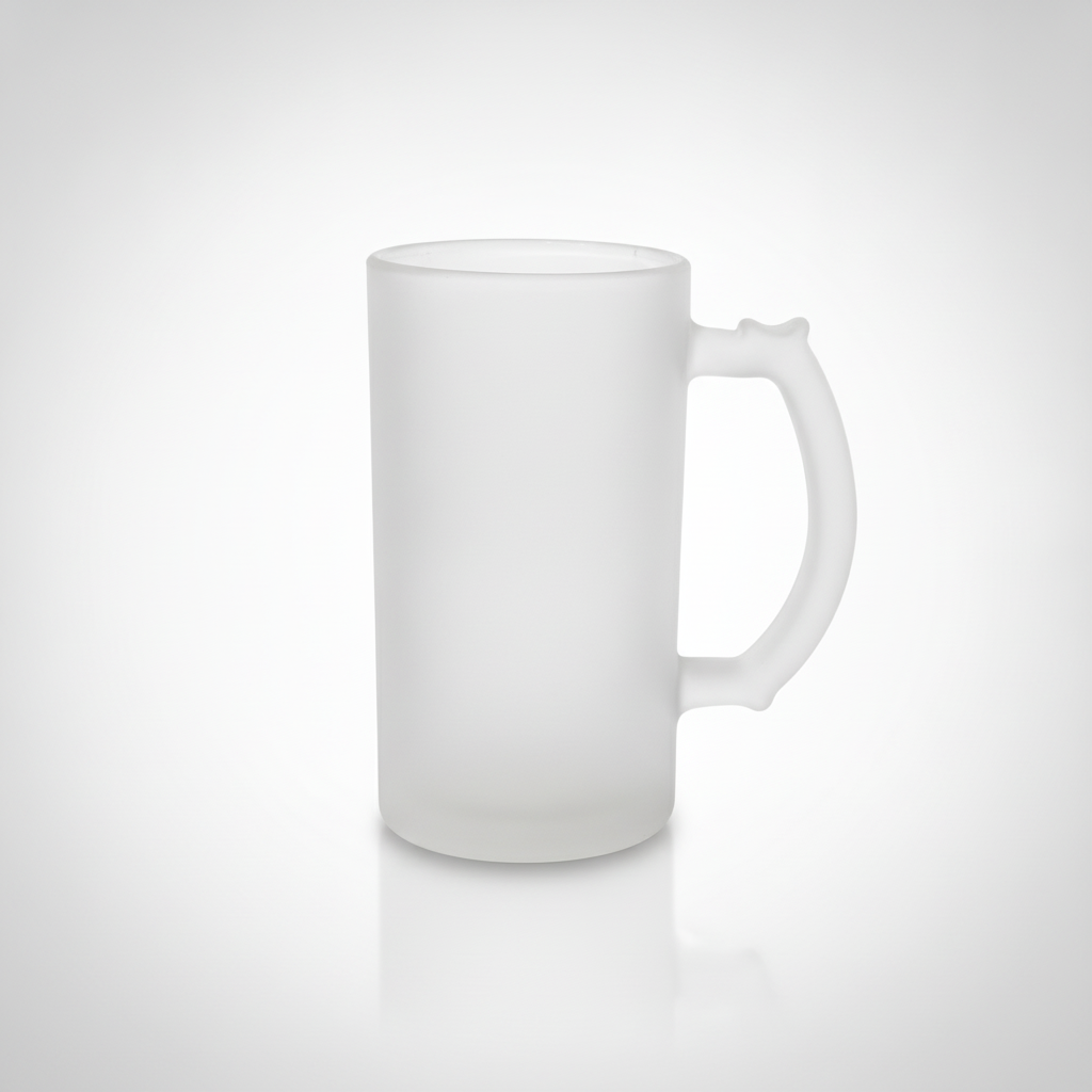 Frosted Glass Beer Mug with Classic Handle