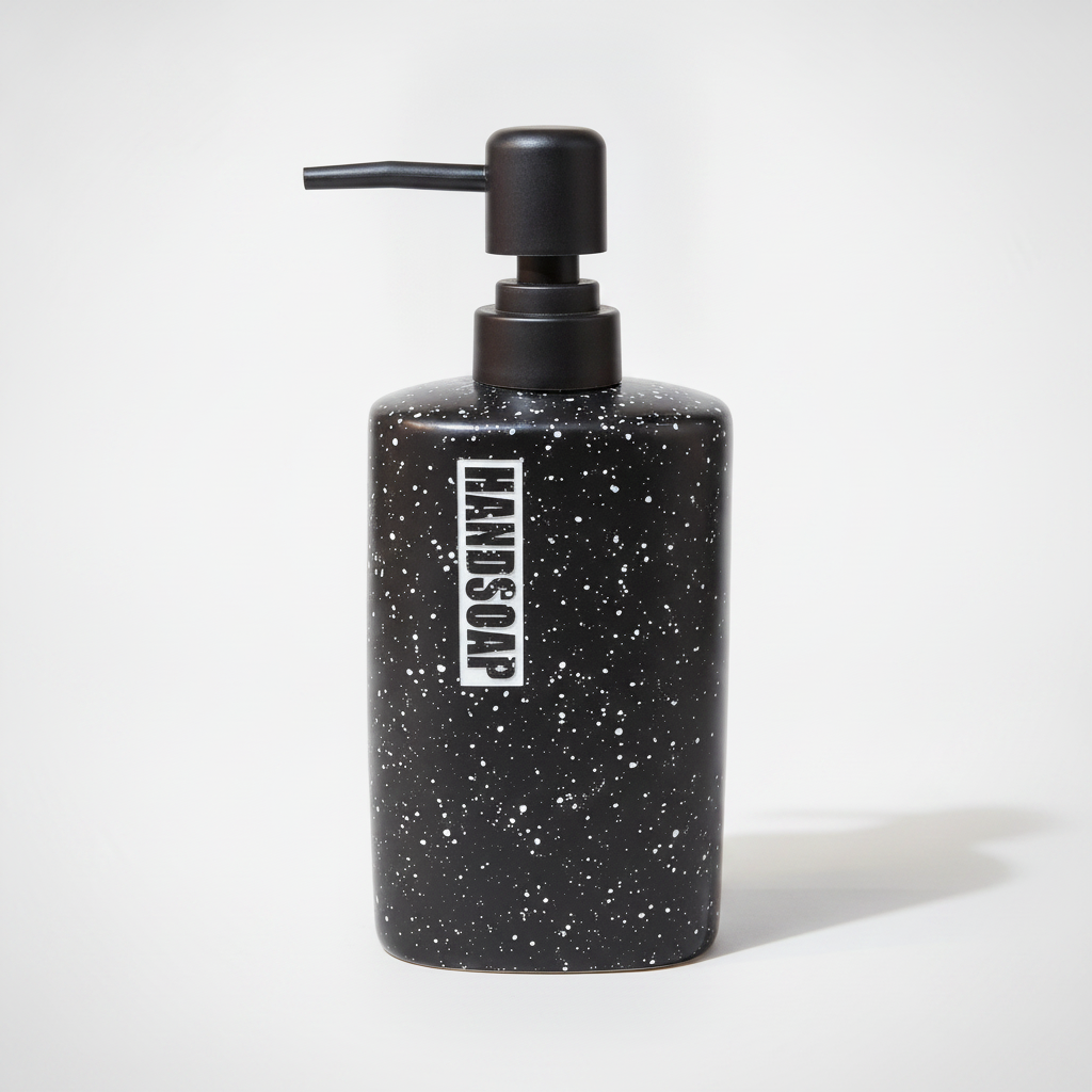 Black Speckled Ceramic Hand Soap Dispenser with Pump