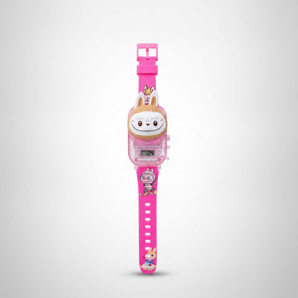 Kids Pink Lookha Digital Watch with Cute Bunny Topper