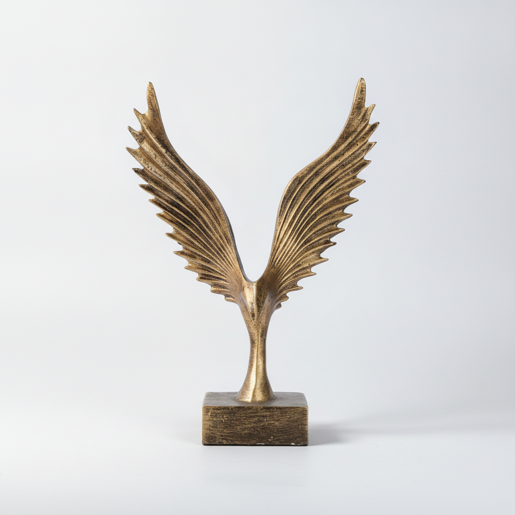 Gold Eagle Wings Sculpture – 12.5" Poly Resin Figurine