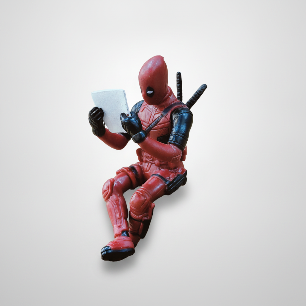 Deadpool Sitting Figure – Reading Pose Desk Collectible