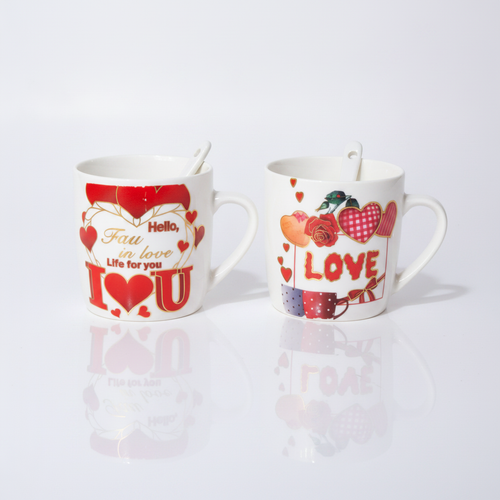 Romantic Love Ceramic Mini Mug with Spoon