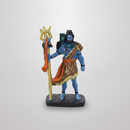 Lord Shiva Painted Figurine Statue with Trishul – Blue