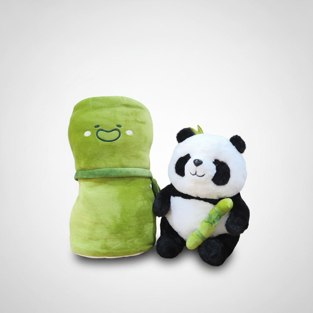 Panda & Bamboo Buddy Soft Toy Set – Plush Duo