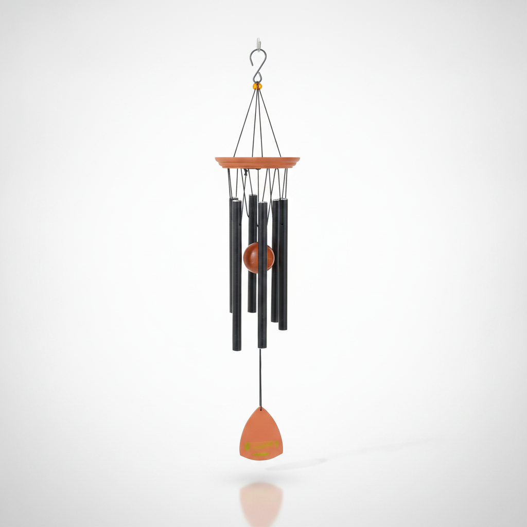 Terracotta & Black Metal Tube Wind Chime