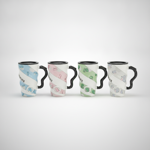 Dinosaur Ceramic Travel Mug with Lid & Handle