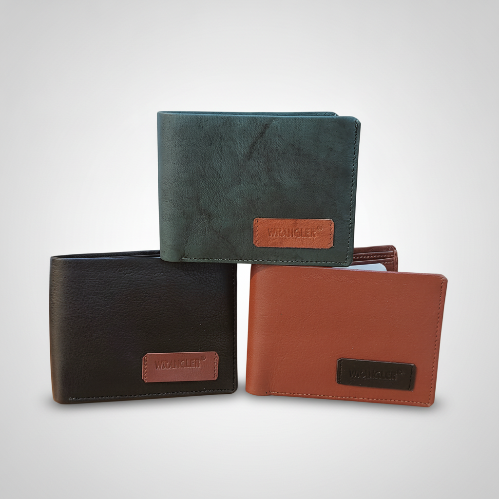 Wrangler Men's Bifold Leather Wallet – 3 Classic Colors