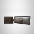 Wrangler His & Hers Leather Wallet Combo Set – Dark Brown