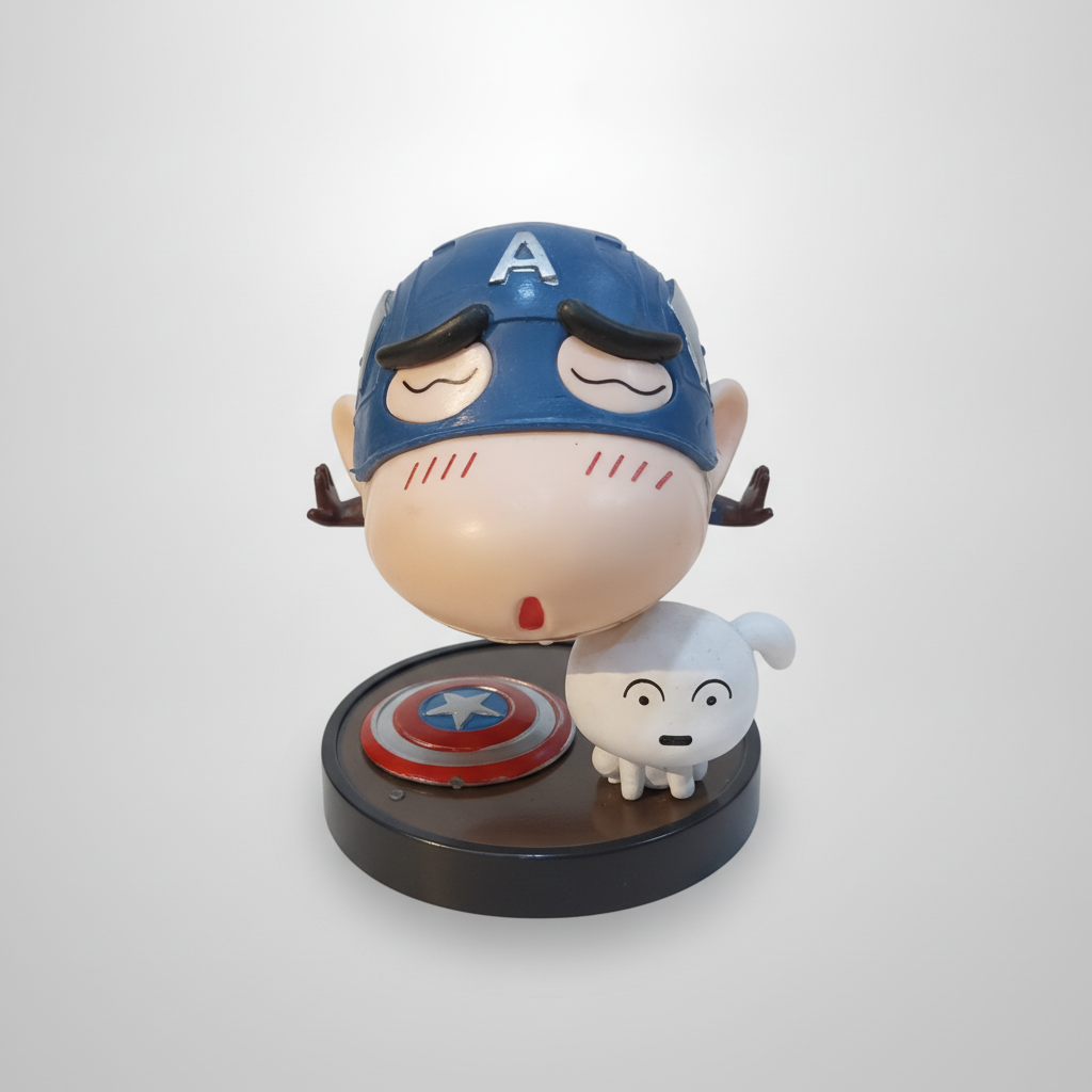 Captain America Chibi Bobblehead Figure with Mini Companion