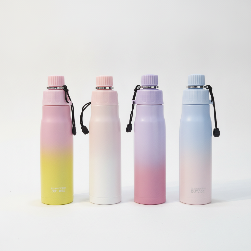 Gradient Insulated Steel Water Bottle with Carry Strap