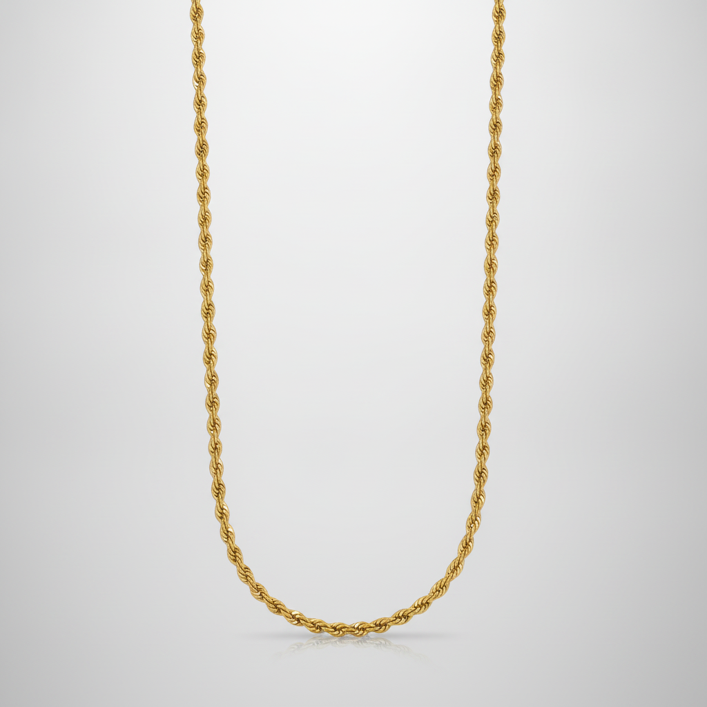 Men's Gold Rope Chain Necklace – Classic Twisted Design