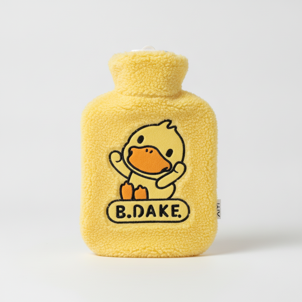B.DAKE Cute Yellow Duck Plush Hot Water Bottle Bag