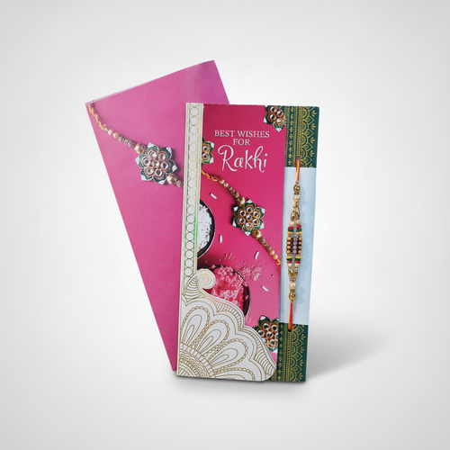Rakhi Gift Set with Greeting Card, Roli & Chawal