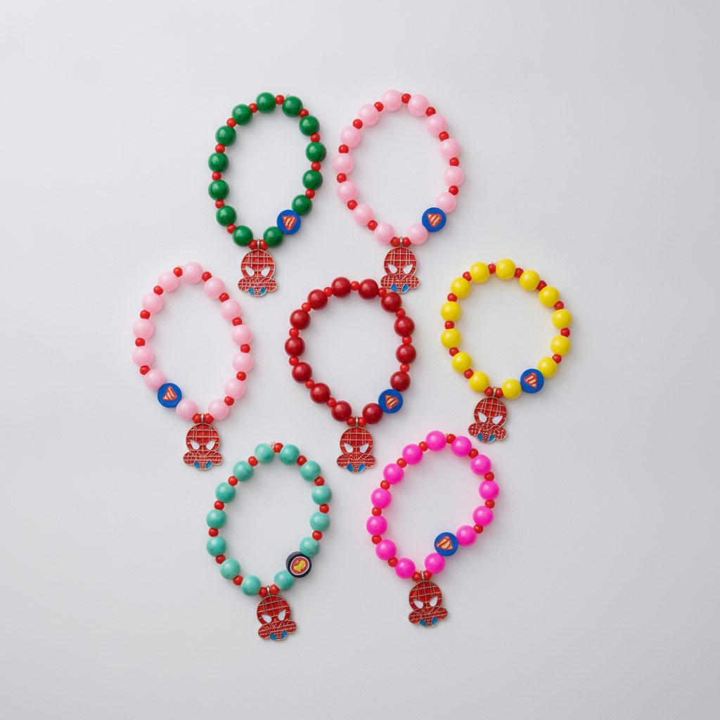 Kids Superhero Beaded Rakhi Bracelet – Spider-Man & Superman
