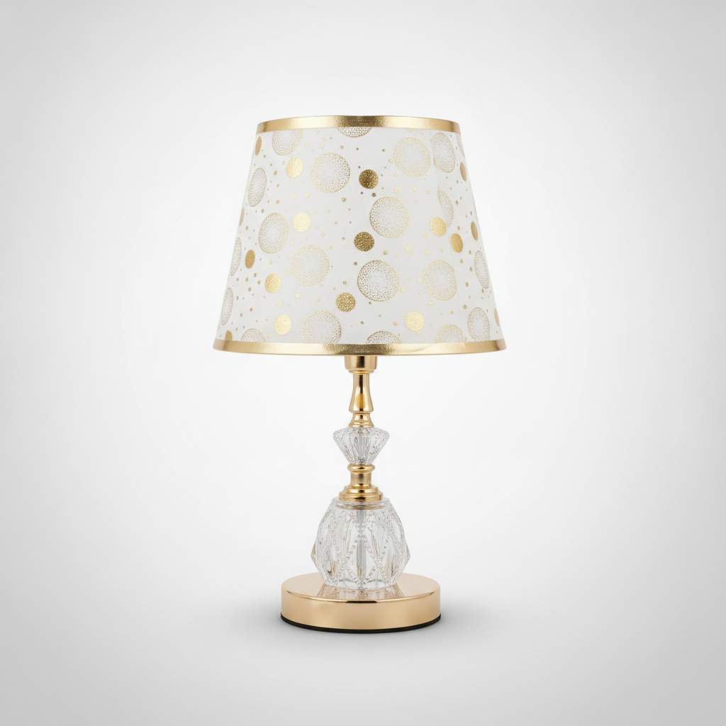 Gold Polka Dot Crystal Base Accent Table Lamp