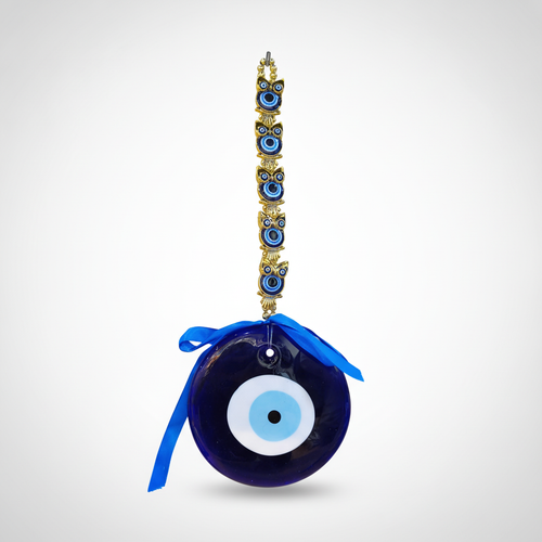 Turkish Evil Eye Wall Hanging with Gold Owl Chain