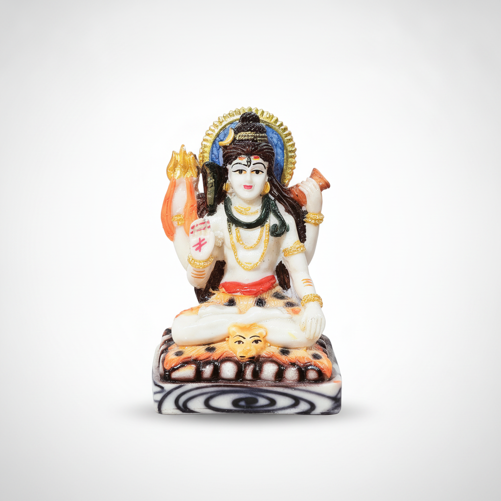 Lord Shiva Statue 5 Inch | Colorful Resin Idol for Home Puja