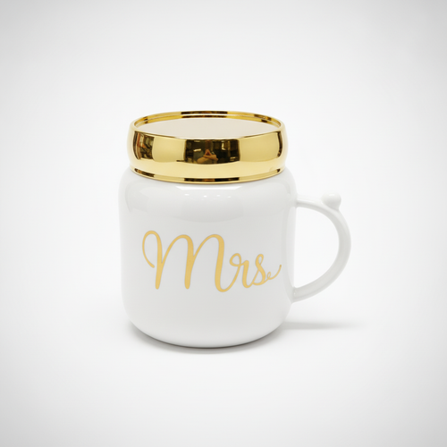 Mrs. Gold-Rim Ceramic Coffee Mug – Bridal Gift