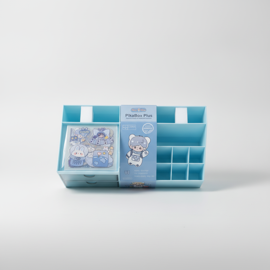 NiuNiu PikaBox Plus Cute Desk Organizer with Sticker Set