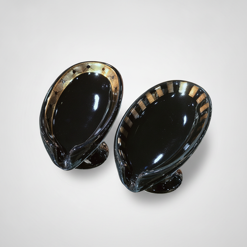 Black & Gold Ceramic Soap Dish Stan