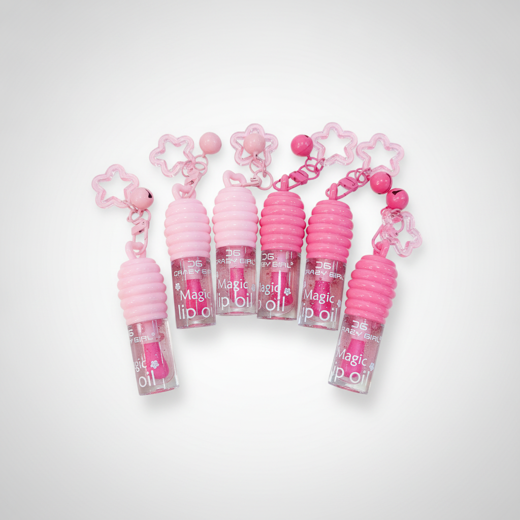 Crazy Girl Magic Lip Oil with Cute Keychain Charm