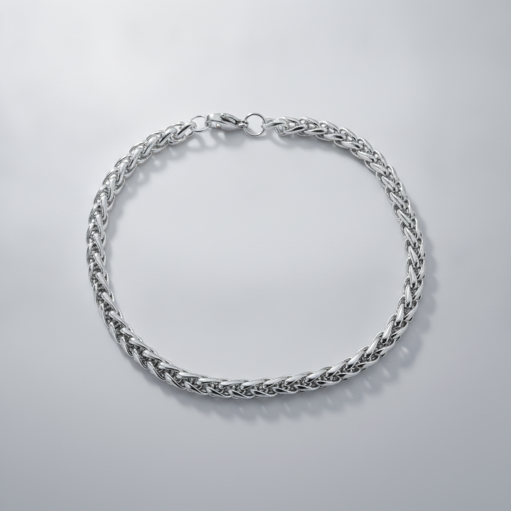 Men's Stainless Steel Wheat Chain Bracelet – Silver