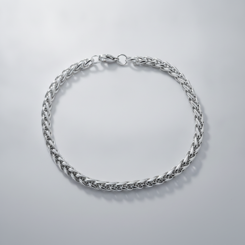 Men's Stainless Steel Wheat Chain Bracelet – Silver