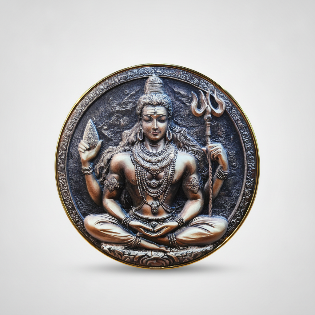 Lord Shiva Decorative Relief Plate – Bronze Finish